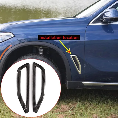 Miniatura 8 de 2 unids ABS para BMW X5 G05 2019 Car Side Air Vent Decoración Fender Trim Accesorios (plateado brillante)