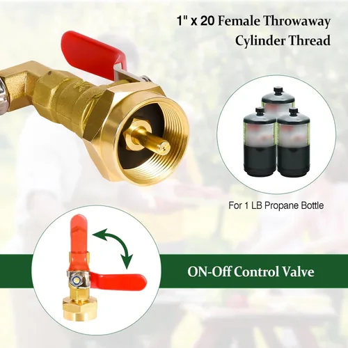 Miniatura 4 de Adaptador de Tanque de Propano para Tanques de 1 lb, Adaptador de Recarga de Tanque de Propano Mejorado de 3 PIES/36 pulgadas Manguera de Acero