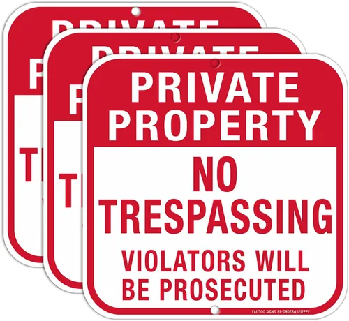 Miniatura 7 de Paquete de 5 carteles de propiedad privada No Trespassing, cuadrado de 12 x 12 pulgadas, aluminio libre de óxido, protección UV e impermeable, Señal