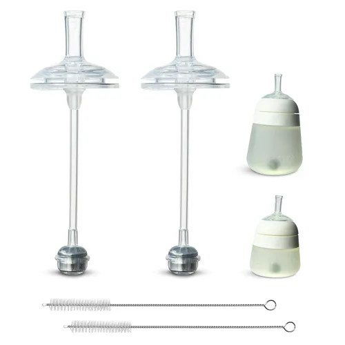 Kit de conversión de vaso con pajita para biberones Nanobébé de silicona flexible, 2 unidades, pezones de silicona suave de grado alimenticio y