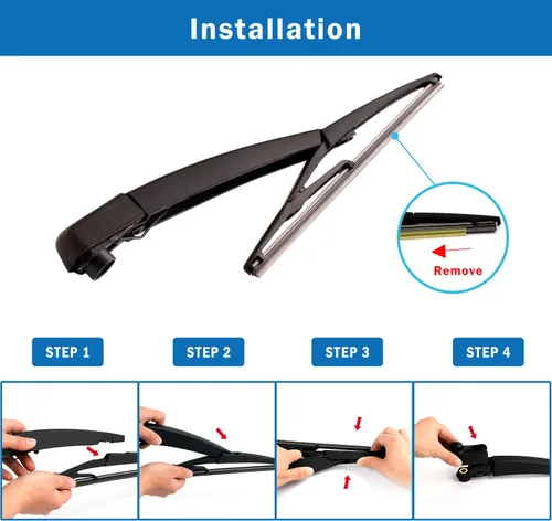 Miniatura 5 de WTI Juego de Brazo de Limpiaparabrisas Trasero Compatible con Nissan Rogue 2014-2019 / Rogue Sport 2017-2019 / Pathfinder 2013-2019 Kits