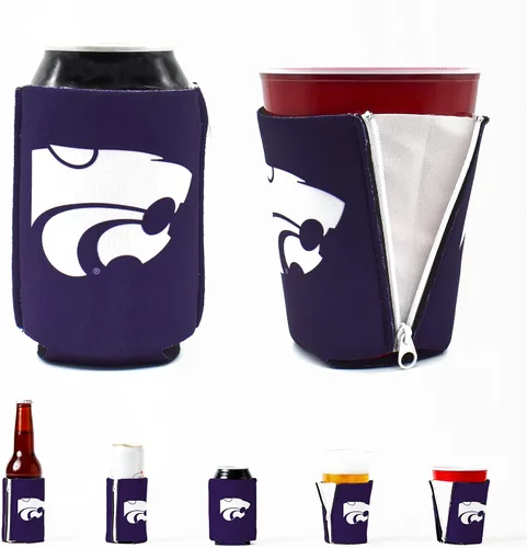 Miniatura 4 de ZipSip NONMAGNET - KSU Wildcat Coozie ajustable todo en uno con cremalleras para latas, botellas, latas delgadas, vasos de pinta, tazas de fiesta