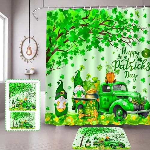 Miniatura 13 de Lutto Cortina de ducha de Pascua, cortinas de ducha de primavera para baño, juego de baño de Pascua con flor de conejo para decoración de baño, 72 x