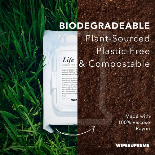 Miniatura 7 de Wipesupreme Toallitas compostables, hipoalergénicas para pieles sensibles, verificadas por EWG, hidratantes con ácido hialurónico, aptas para recién