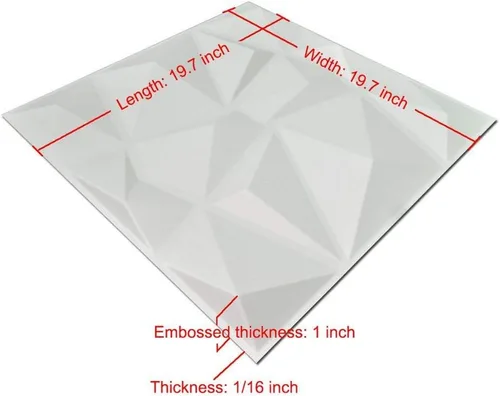 Miniatura 7 de Art3d 3D Revestimiento con textura 3D para pared, color gris diamante, 19.7 x 19.7 pulgadas (12 unidades), Blanco, A10038 Blanco nieve