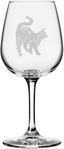 Miniatura 164 de Copa de vino de 12.75 onzas con temática de gato abisinio grabada para todo uso