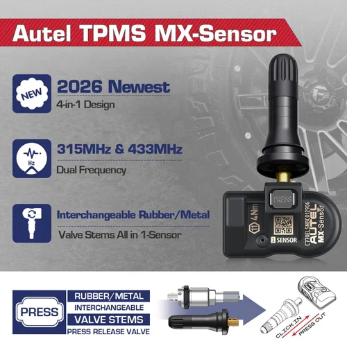 Miniatura 3 de Autel TPMS MX Sensor 315 433Mhz 2 en 1 Sensores de llantas, nivel OE, Press-Release universal, 100% programable por TPMS Tool TS408S TS501 PRO