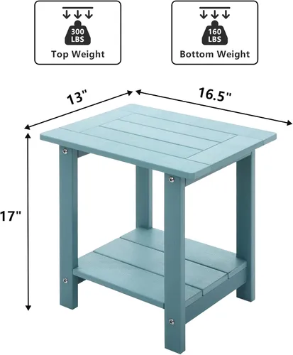 Miniatura 2 de Mesa auxiliar doble Adirondack Meluvici resistente a la intemperie, mesa de centro rectangular para exterior para silla Adirondack, Aruba