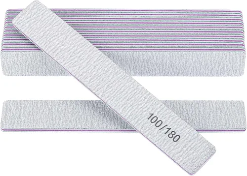 Limas de uñas de grano 100/180 para uñas acrílicas, tableros rectangulares de doble cara para esmeril, limas de uñas, limas profesionales para pulir