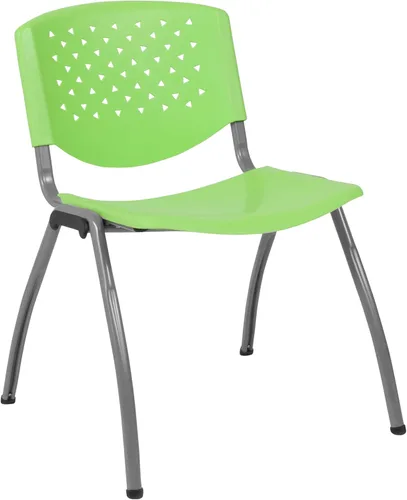 Miniatura 20 de Flash Furniture - Silla apilable de plástico negro de la serie HERCULES con capacidad de 880 lb. y marco recubierto en polvo de color gris titanio