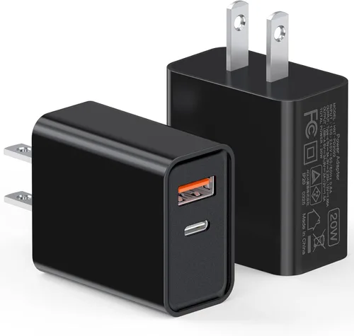 Cargador de pared USB C de 20 W para iPhone 17/16/15/14/13/13 Mini/13 Pro Max/12/12 Pro/12 Pro Max Cube, paquete de 2 unidades de doble puerto de