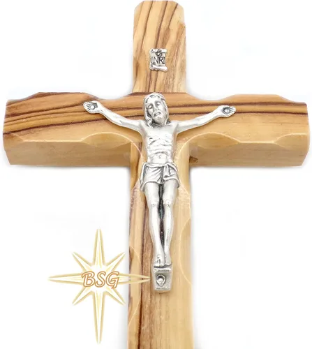 Miniatura 4 de Dacaret Factory Crucifijo de pared, cruz de madera de olivo, cruz católica de madera para nuevo hogar, regalo religioso, regalos de Navidad