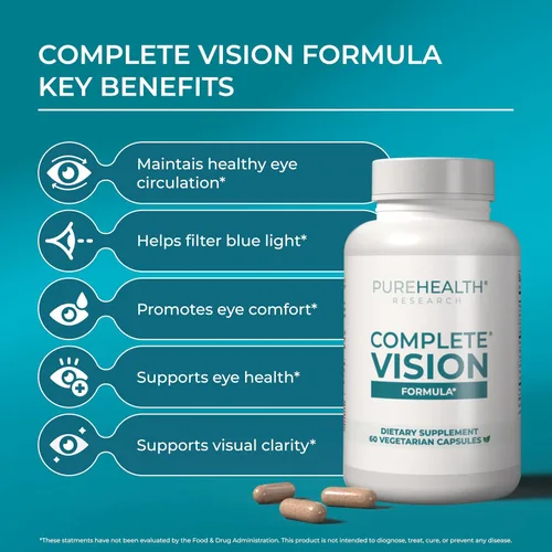 Miniatura 2 de PUREHEALTH RESEARCH Complete Vision Formula - Suplemento de vitaminas y minerales para los ojos, suplementos de luteína y zeaxantina para hombres