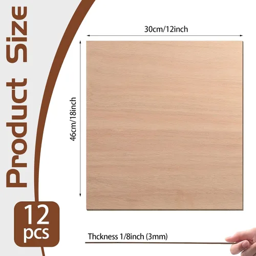 Miniatura 2 de 12 piezas de láminas de contrachapado de caoba, 12 x 18 x 1/8 pulgada - 3mm de grosor, madera de caoba sin terminar para manualidades, corte