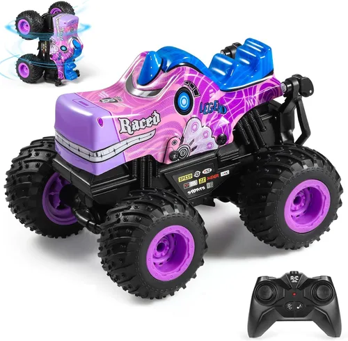 Miniatura 8 de DYODYORC Auto a control remoto, juguete de camión monstruo de dinosaurio todo terreno de 2.4 GHz, camión RC con música, 3 efectos de iluminación