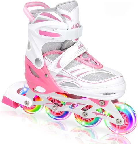 Miniatura 9 de Patines en línea ajustables de 4 tallas para niños, patines en línea para niños con rueda iluminada, patines en línea iluminados para exterior