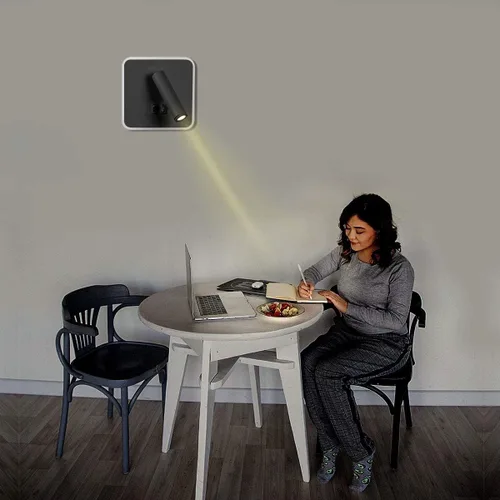 Miniatura 5 de Kawell Apliques de pared LED modernos 2 en 1 de 8 W con interruptor, foco de pared de lectura ajustable de 3 W, cableado interior para dormitorio