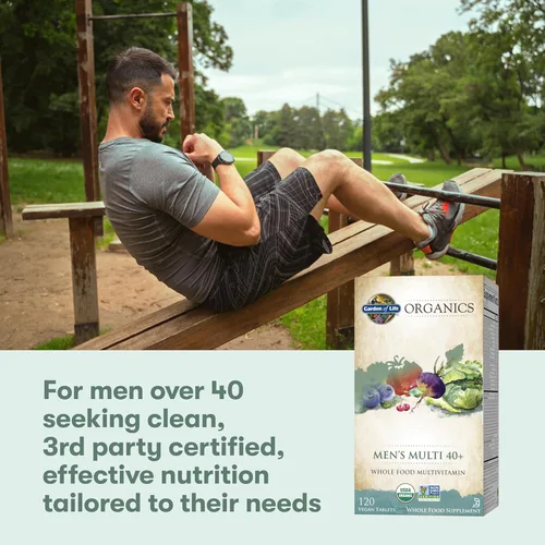 Miniatura 8 de Garden of Life Organics Multivitamina de alimentos enteros orgánicos para hombres de 40 años o más 120 tabletas, multivitamínico vegano para hombres