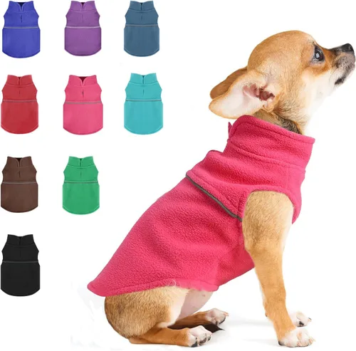 Suéteres para perros pequeños hembra, chaleco de forro polar para perro con agujero para correa, suéter pullover cálido, chaqueta para cachorro,