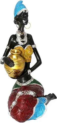 Miniatura 3 de Rayberro Escultura de mujeres africanas, 7.87 pulgadas de alto, figura de mujer negra, figura tribal de dama afroamericana, estatua de mujer