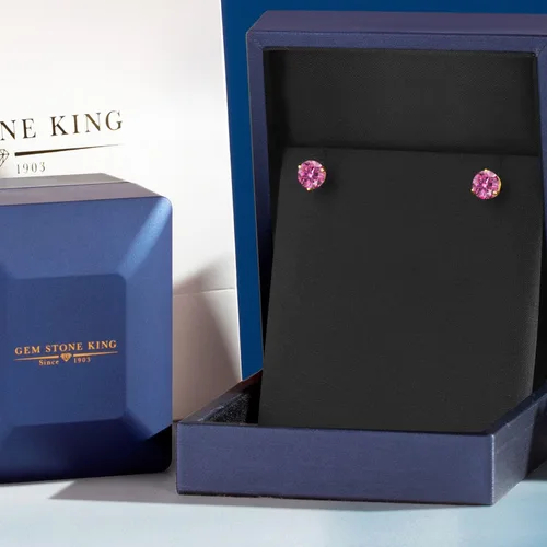 Miniatura 161 de Gem Stone King Aretes de Martini de oro amarillo de 14 quilates Aretes de tuerca de 3 puntas para mujeres y hombres Redondos de 0.236 pulgadas