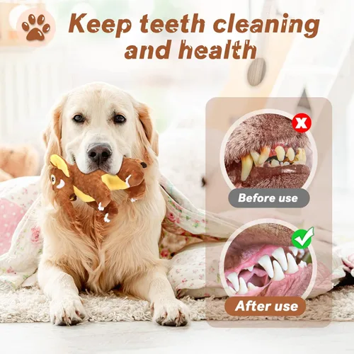 Miniatura 3 de Letsmeet Juguetes para perros duraderos y chirriantes de felpa para la dentición del cachorro, juguetes masticables para perros pequeños, medianos
