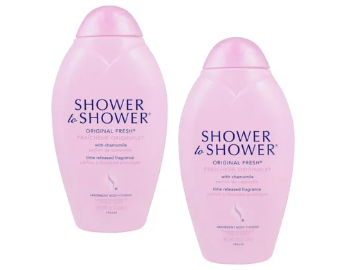 Shower to Shower Polvo corporal original fresco con manzanilla para hombres y mujeres, sin talco, 13 onzas (paquete de 2)