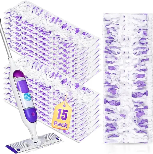 Miniatura 10 de Paquete de 12 almohadillas desechables para mopa PowerMop de varias superficies, repuestos de almohadillas de trapeador para limpieza de suelos