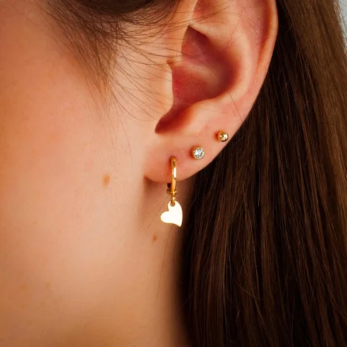 Miniatura 9 de 14K Gold Clasp Closure Dangle Earrings, Trendy Hoop with Charm, Huggie Hoop Earrings, Hypoallergenic Nickel Free Earrings, Lightweight Huggies for