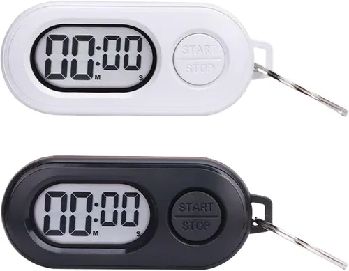 Paquete de 2 llaveros temporizadores, temporizador digital de cuenta regresiva, reloj de contador de tiempo para deportes al aire libre con diseño