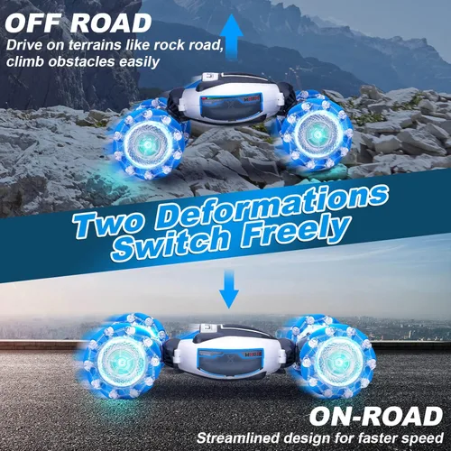 Miniatura 2 de Fosgoit Auto de acrobacias RC con detección de gestos, juguetes para niños y niñas de 6 a 12 años de edad, auto de control remoto 4WD, rotación