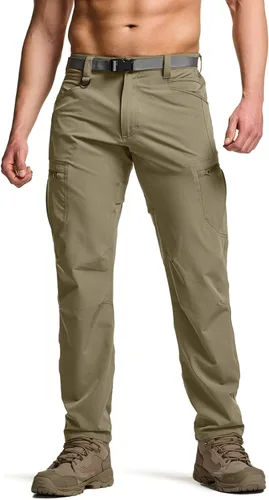 CQR - Pantalones tácticos para hombre Quick Dry, resistentes al agua, pantalones de trabajo ligeros elásticos, para senderismo y actividades al aire