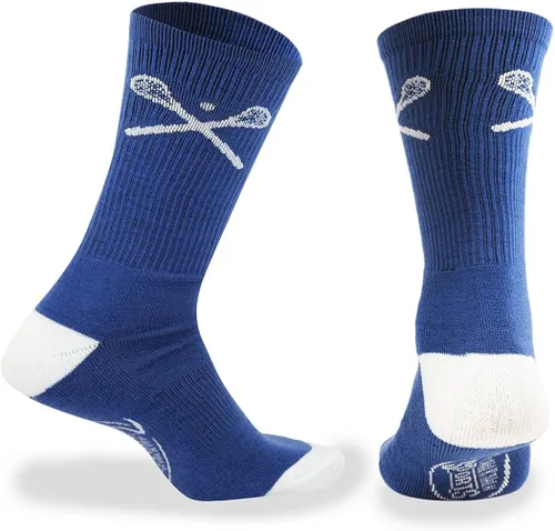 Lacrosse Athletic calcetines de semiacolchados Crossed Lax varillas en varios colores, talla única Se ajusta a la mayoría, Azul