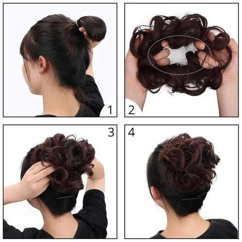 Miniatura 7 de Morica - Extensión de cabello sintético en forma de moño estilo ondulado, recogido y desordenado, y con banda elástica para mujeres (4/30#)