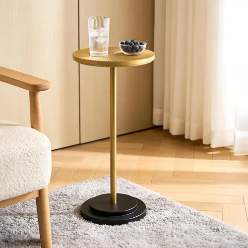 Miniatura 14 de COVLON Mesa de bebidas, mesa de Martini tallada, mesa auxiliar pequeña, mesa de pedestal con base pesada para sala de estar, dormitorio, espacio
