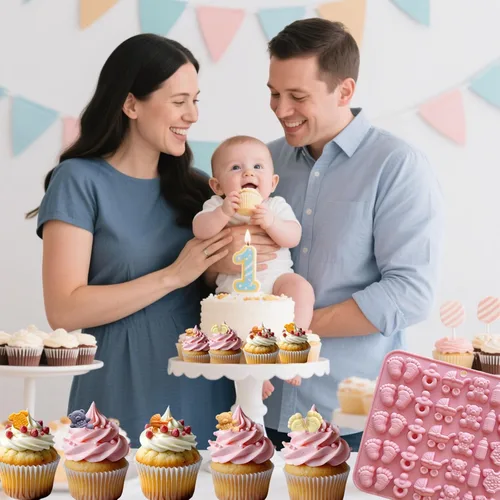 Miniatura 8 de Molde de chocolate para baby shower, molde de silicona para chupete de bebé, paquete de 2 moldes para pies de bebé, moldes para cunas de biberón