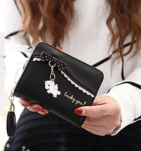 Miniatura 2 de UTO Wallet for Girls Cute Leather Vegan Small Women Tassel Pendant Card Holder Kawaii Coin Purse 1095
