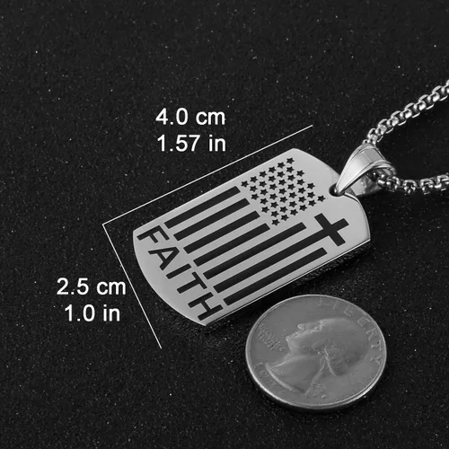 Miniatura 3 de HZMAN Collar con colgante de cruz patriótica con bandera estadounidense, joyería religiosa