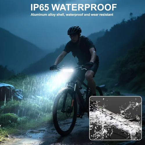 Miniatura 6 de 17* LED 4800 Lumen Bike Lights, USB-C Rechargeable Bicycle Light, Super Bright Bike Lights for Night Riding, IP65 Waterproof Bicycle Headlight for