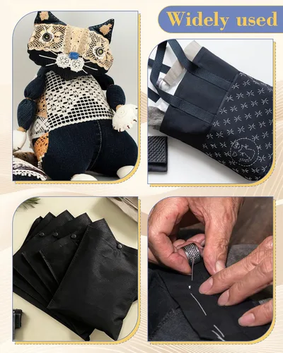 Miniatura 7 de FIVEIZERO Interfaz fusible para costura, 17 pulgadas x 30 yardas, tela de interfaz no tejida de peso medio, poliéster negro de una cara para coser
