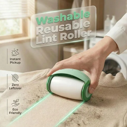 Miniatura 2 de 2026 - Mini rodillo reutilizable para quitar pelusas portátil, mini rodillo para ropa, portátil, lavable, mini rodillo para viajes (2, verde)