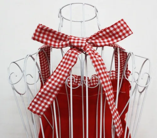 Miniatura 5 de Hyzrz Delantales lindos de algodón rojo de moda para mujeres y niñas, delantales vintage de cocina retro con bolsillos para regalo del día