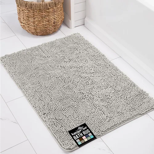 Miniatura 17 de KANGAROO Alfombras de baño, alfombra de baño de chenilla suave y absorbente, tapete de ducha lanudo, alfombra de baño de secado rápido lavable a