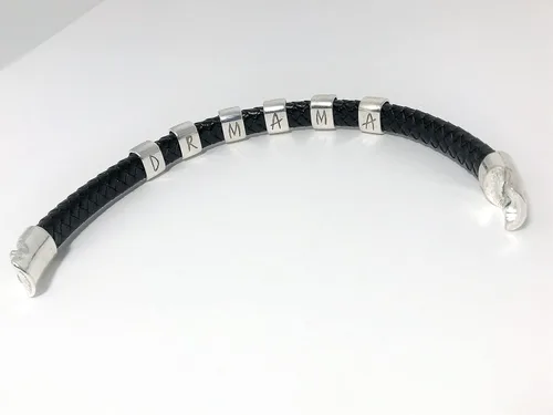 Miniatura 7 de Black Braided Leather and Silver Bracelet with Magnetic Clasp for Men and Women
