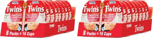 Miniatura 13 de INABA Gemelos para gatos, plato de gelée de pollo rallado y caldo con extracto de té verde, 1.23 onzas por porción, 16 porciones, receta de atún