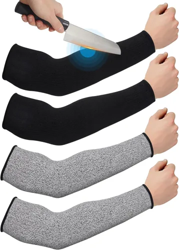 Miniatura 11 de Geyoga 2 pares de mangas protectoras de brazo para piel delgada y moretones, mangas protectoras resistentes a cortes para hombres y mujeres, Negro