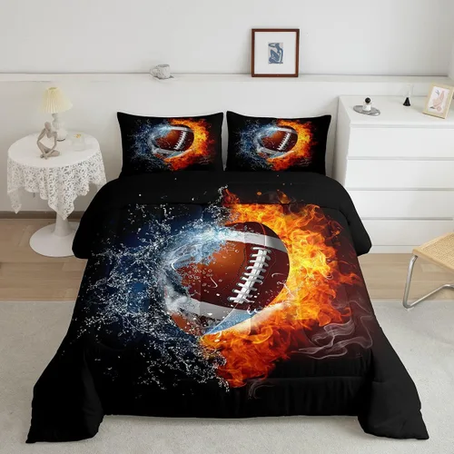Miniatura 31 de Juego de edredón de baloncesto, juego de ropa de cama con citas inspiradoras para niños y niñas, relleno de edredón de pelota deportiva, edredón