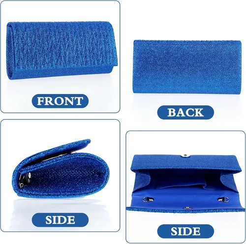 Miniatura 5 de Giantree Bolso de noche para mujer, bolso de mano plisado con cadena desmontable para baile de graduación, boda, compromiso