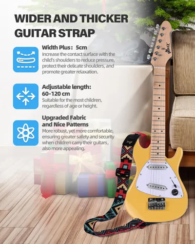 Miniatura 8 de WINZZ - Guitarra eléctrica para niños de 30 pulgadas, kit para principiantes, tamaño 1/4 mini, juego completo de iniciación con amplificador