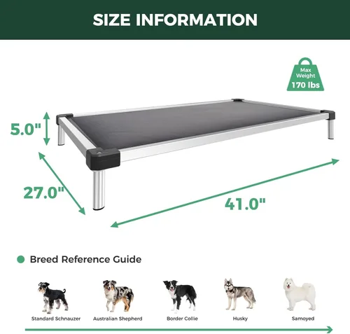 Miniatura 6 de FXW TitanNest Cama Elevada para Perros a Prueba de Masticación, Catre Elevado para Uso en Interiores/Exteriores/Camping, Cama Acolchada para Gris